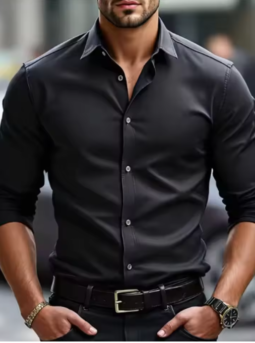 Premium Men's Non-Iron Dress Shirt - Dark Gray