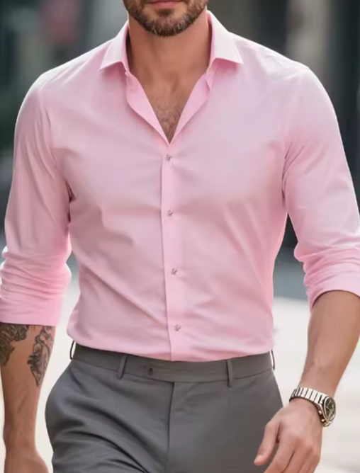 Premium Men's Non-Iron Dress Shirt - Pink